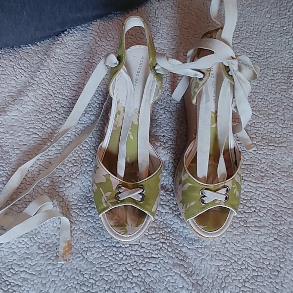 Lace up summer wedge heels